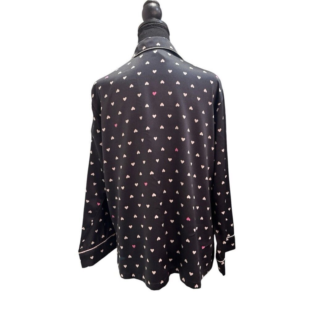 Victorias Secret HEARTS SILKY SATIN Pajama Top Size Large - Picture 2 of 5